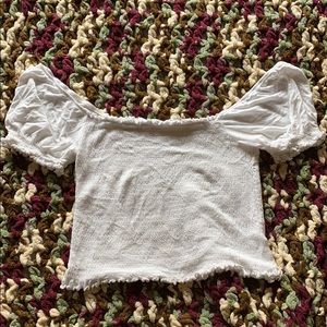 Smocked off the shoulder crop top